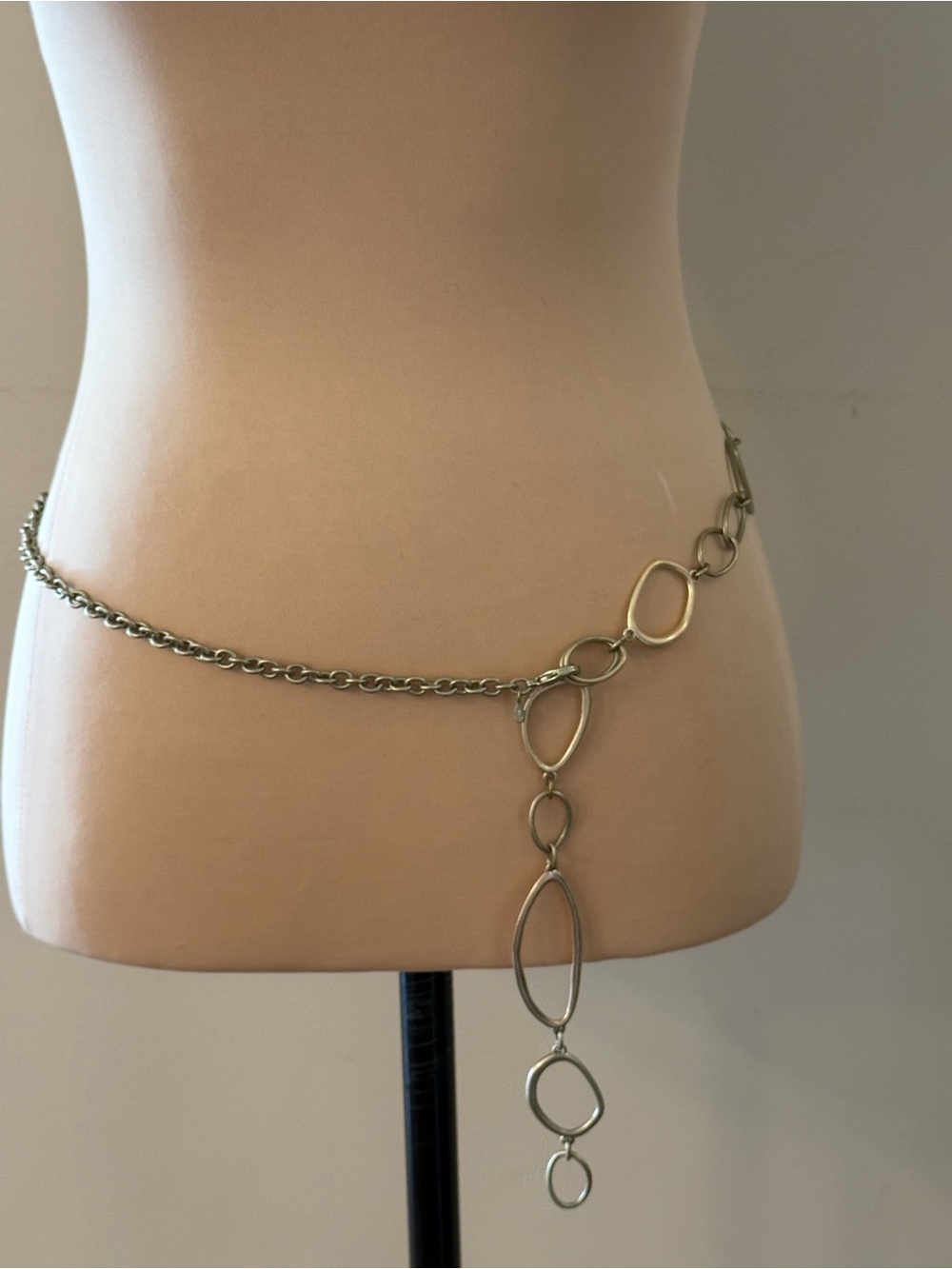 Chain link belt silver gold tone retro 70s vintage style 39”